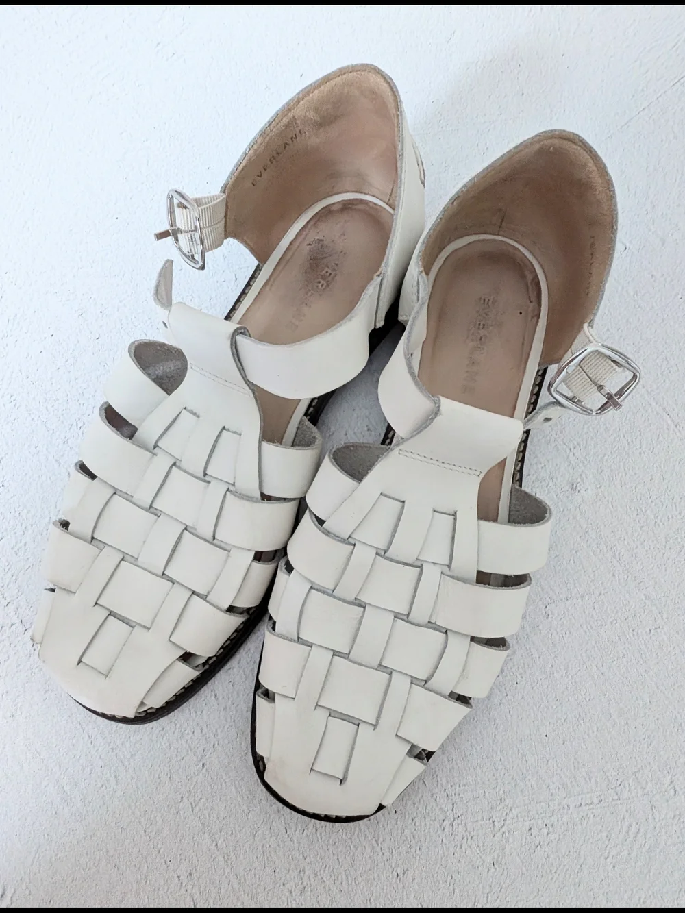 Everlane White Leather Woven Fisherman Sandals Size 9 - Picture 5 of 6